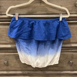 Apricot Lane Strapless Blue and White Top